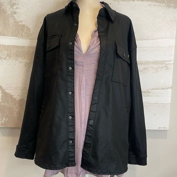 Black Snap Button Shacket by HIDDEN - Picture 1 of 7